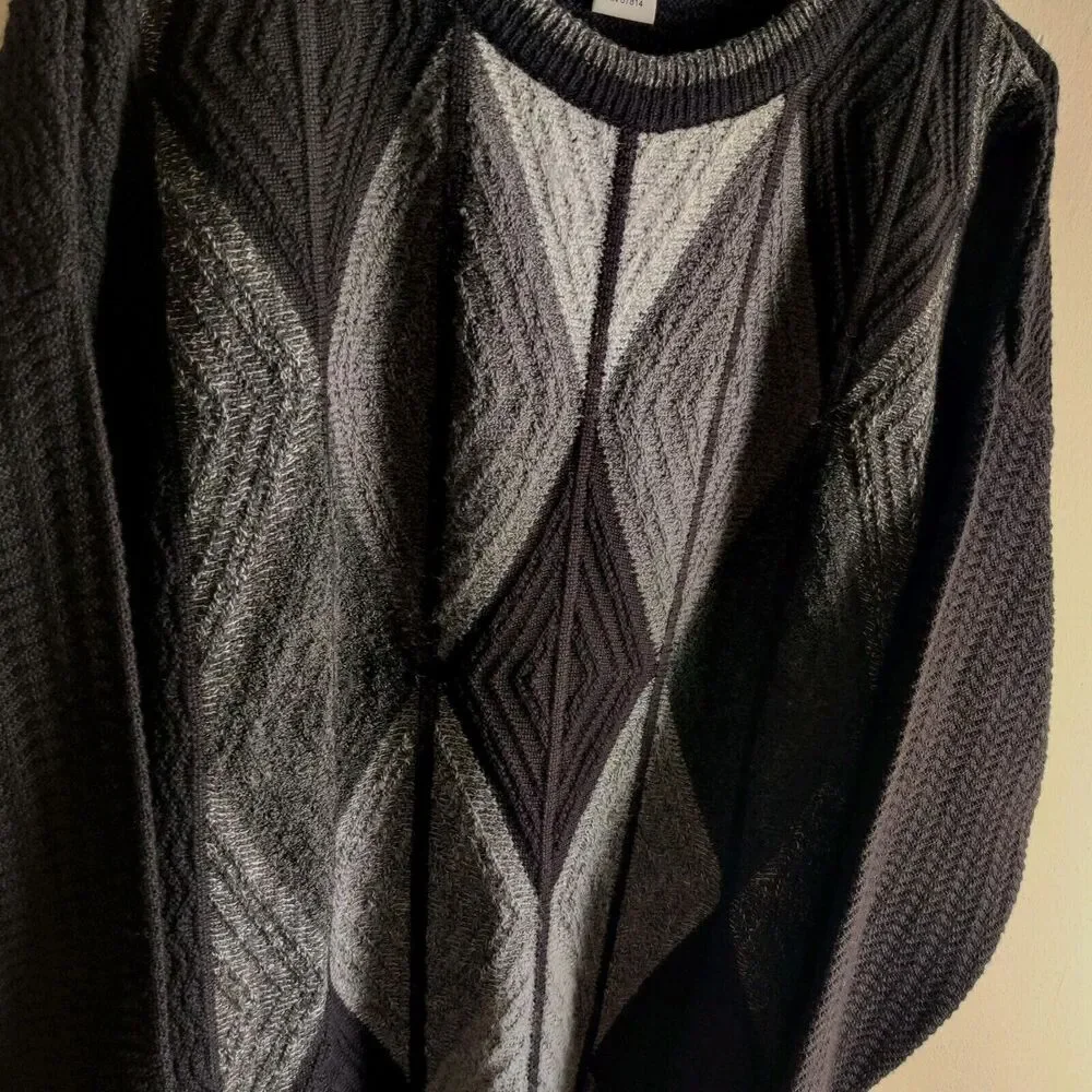 Cibreo Wool Blend Crewneck Sweater Mens Size Large Diamond Pattern Made In Italy